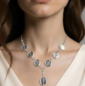 Vintage 90s Czech fire polished beaded  necklace earring set handmade